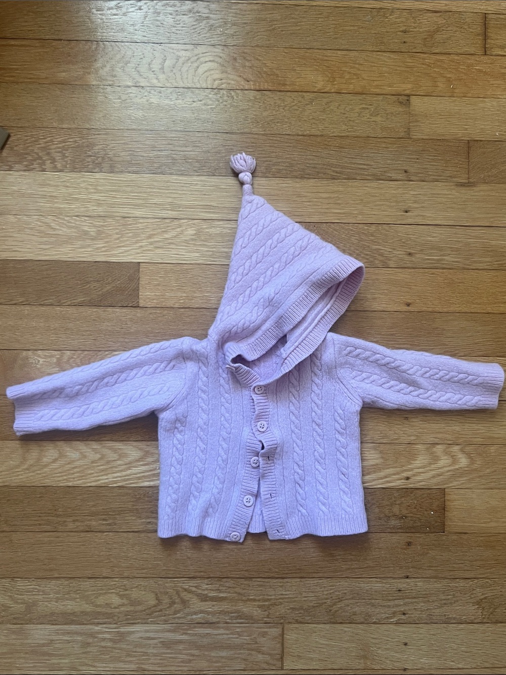 Jojo Maman Bebe Cable-Knit Hooded Cardigan - Light Lavender, 18-24mo